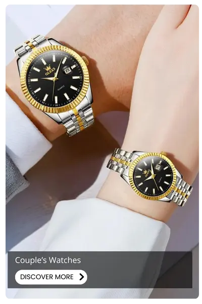 Matching his and hers gold-and-steel OLEVS watches