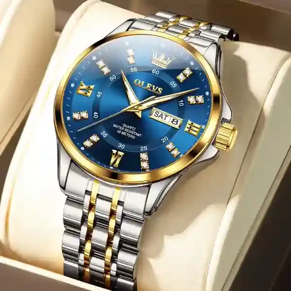 olevs-3620-mens-watch-gold-blue.webp Olevs 3620 Men's Watch gold blue