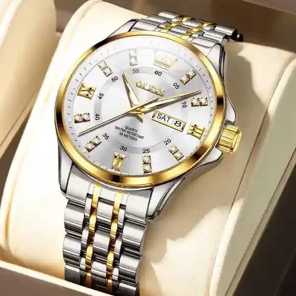 olevs-3620-mens-watch-gold-white.webp Olevs 3620 Men's Watch gold white