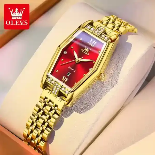olevs-3699-women-watch-gold-red.webp Olevs 3699 Women Watch Gold Red
