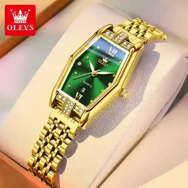 olevs-3699-women-watch-gold-green.webp Olevs 3699 Women Watch Gold Green