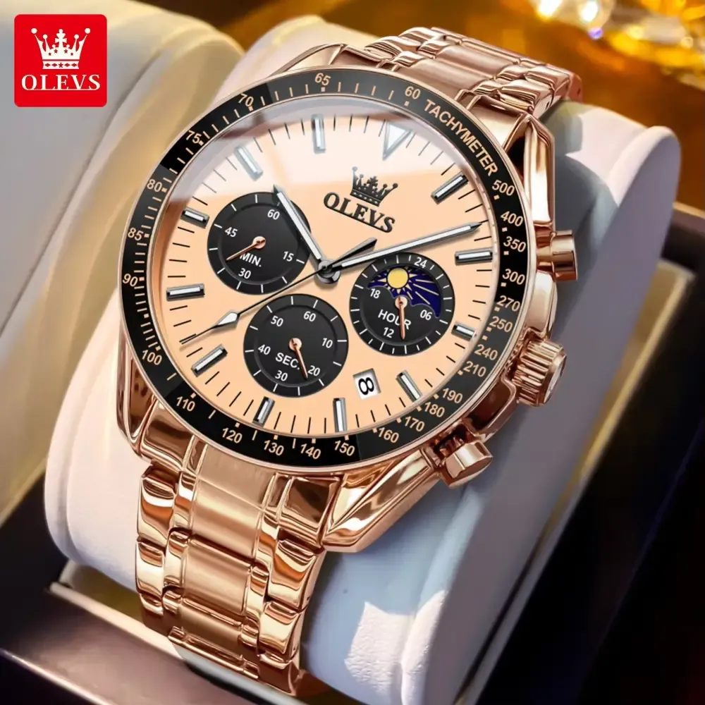 Olevs 3618 Chronograph Watch Rose